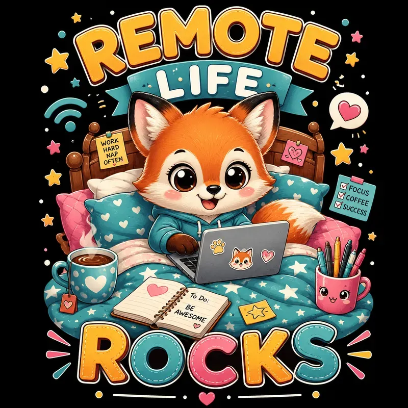 Cute Work From Bed Animal Tshirts