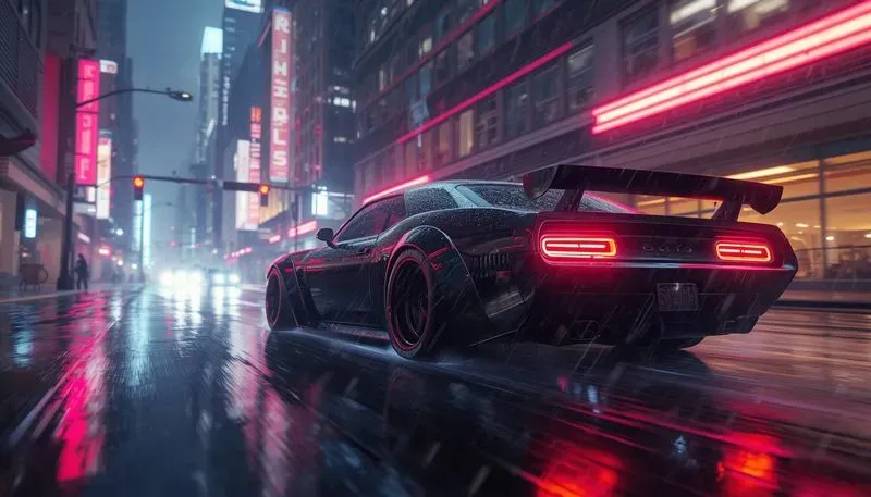 Futuristic Neon Hypercar Vaporwave Art