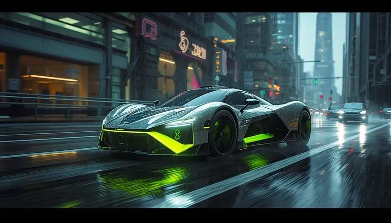 Futuristic Neon Hypercar Vaporwave Art