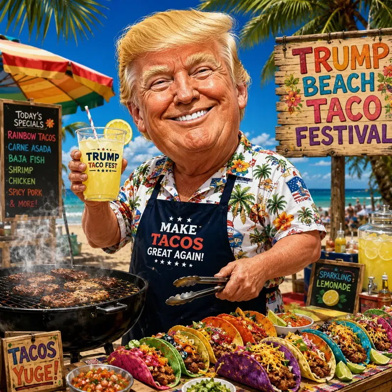 Famous Faces Beach Bbq Caricatures