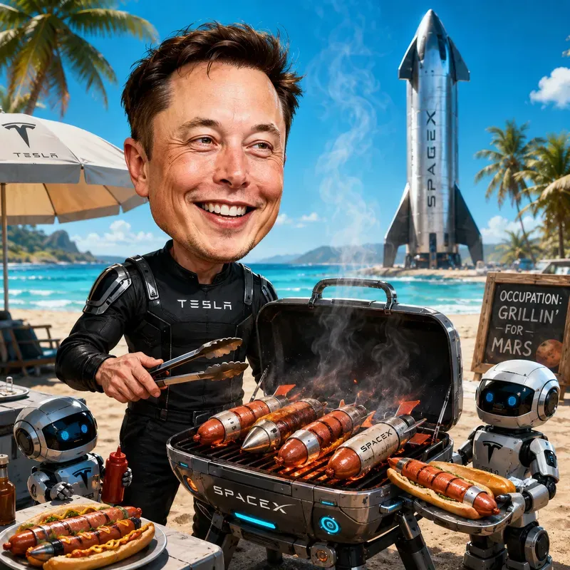 Famous Faces Beach Bbq Caricatures