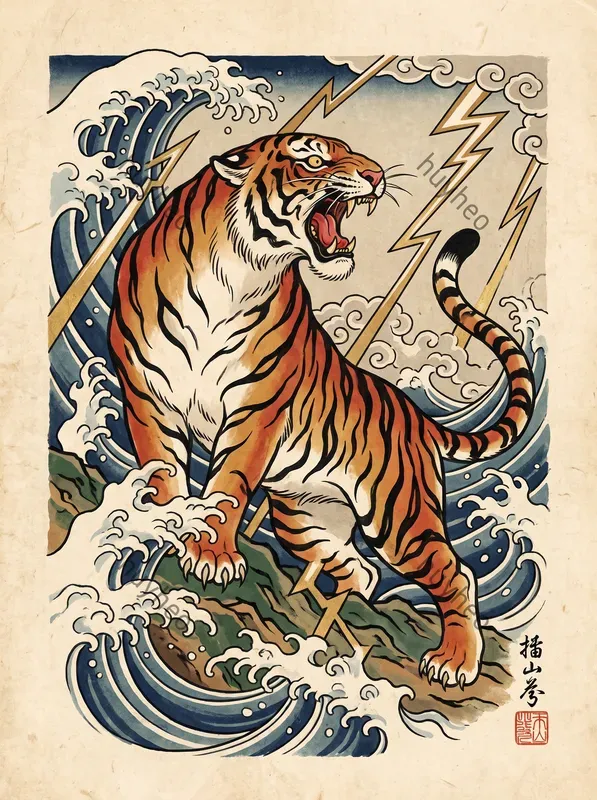 Classic Ukiyoe Woodblock Art Style