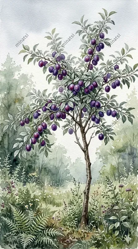 Watercolor Fruit Tree Paintings