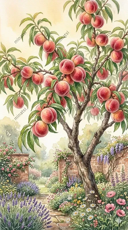 Watercolor Fruit Tree Paintings
