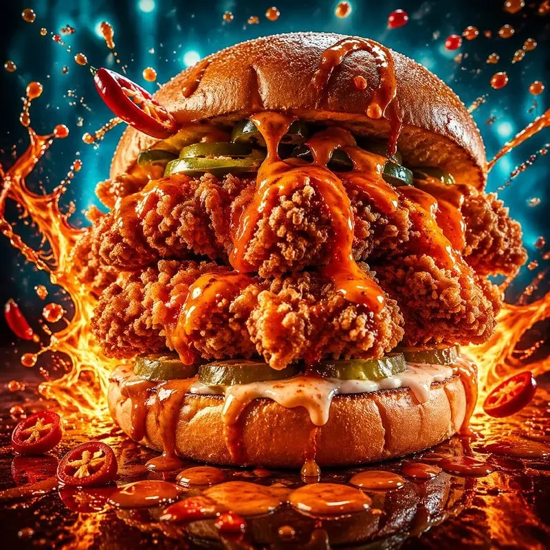 Neon Drip Food Explosion Art