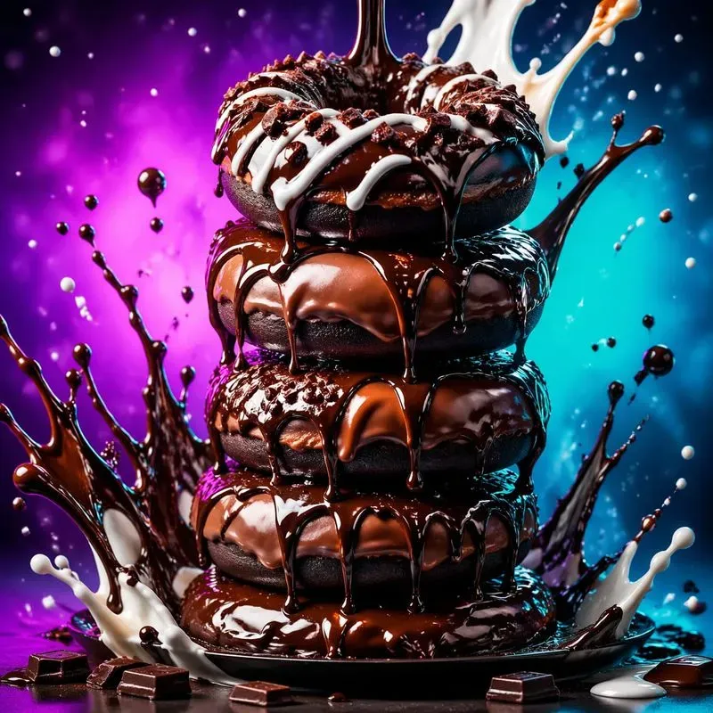 Neon Drip Food Explosion Art