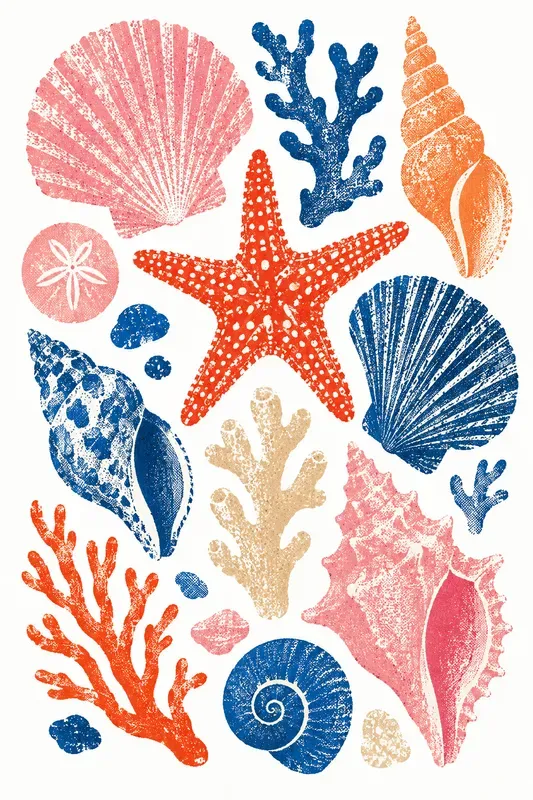 Organic Risograph Flat Lay Posters