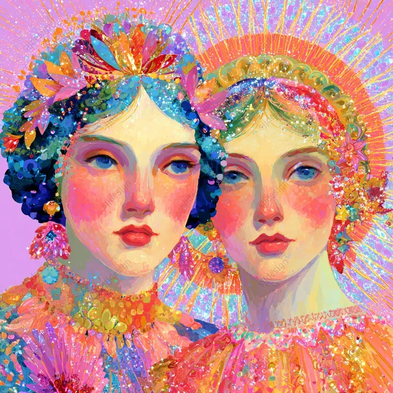 Psychedelic Floral Portrait Art Style