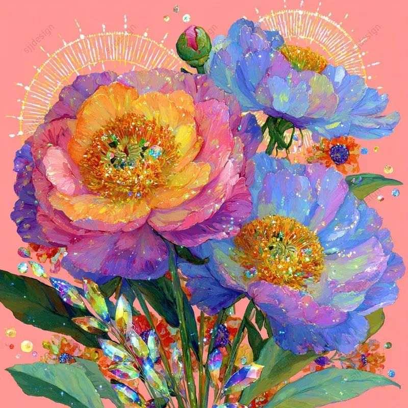 Psychedelic Floral Portrait Art Style