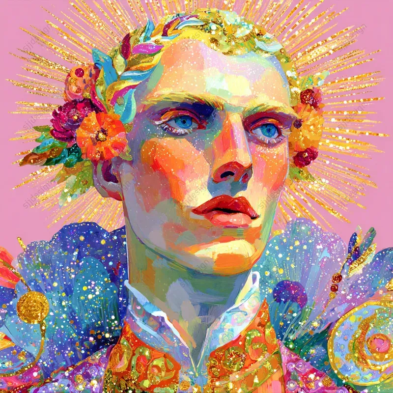 Psychedelic Floral Portrait Art Style