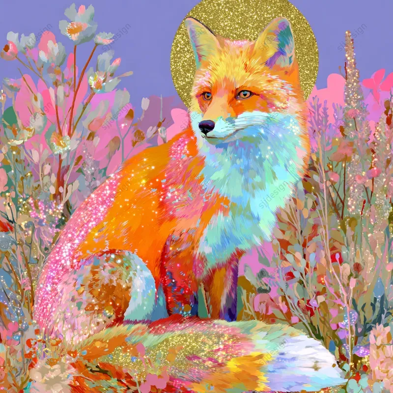 Psychedelic Floral Portrait Art Style