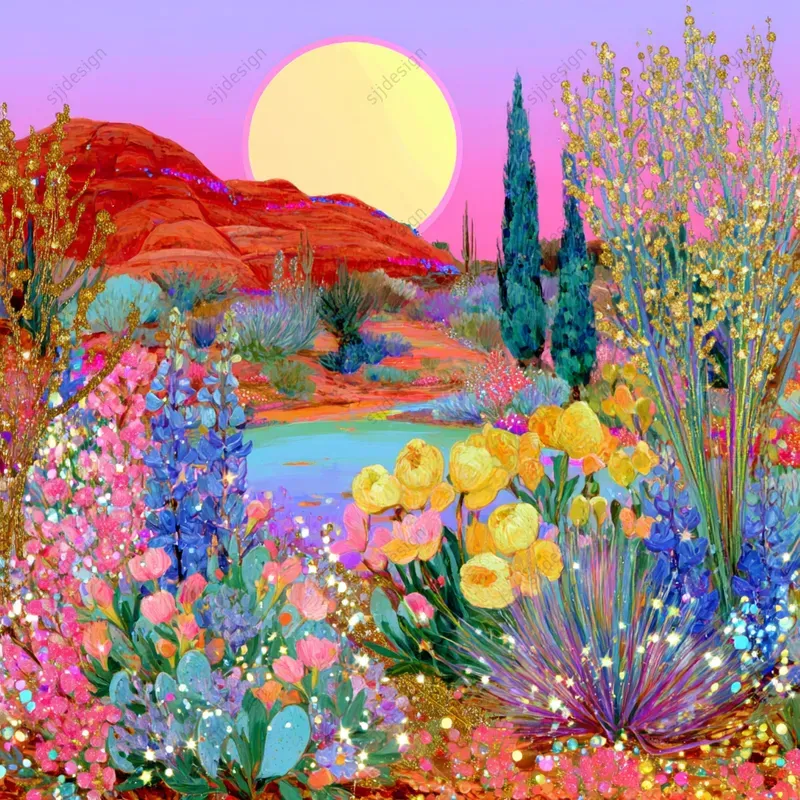 Psychedelic Floral Portrait Art Style