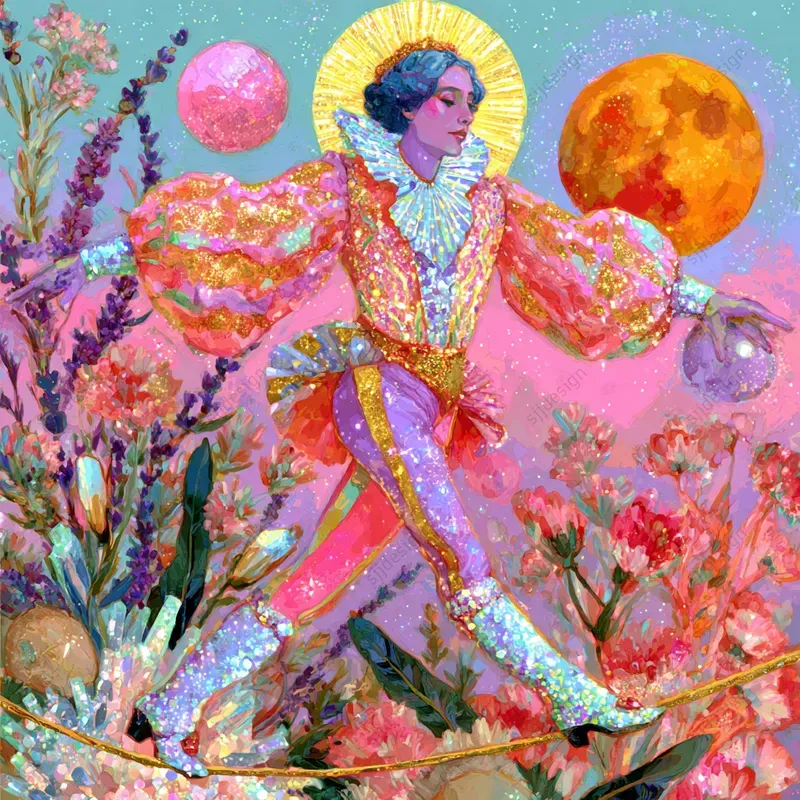 Psychedelic Floral Portrait Art Style