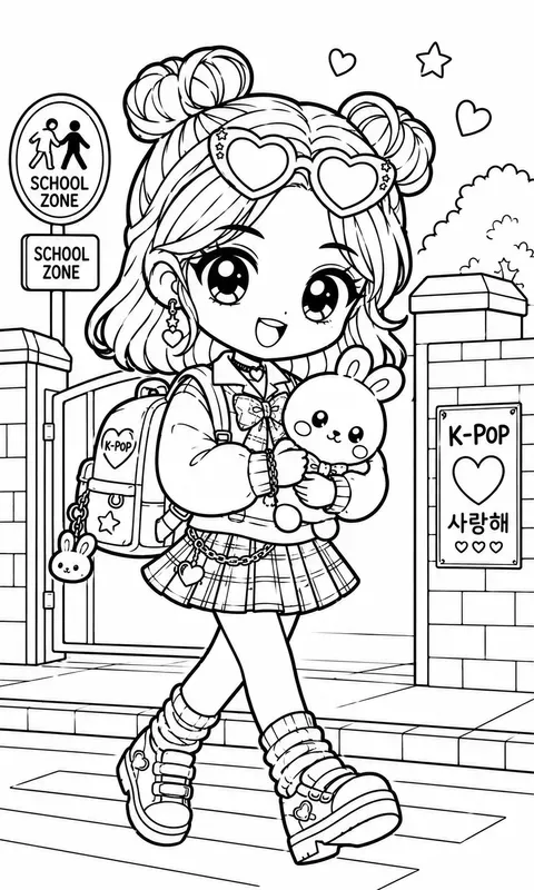Kpop Idol Chibi Coloring Page Prompts