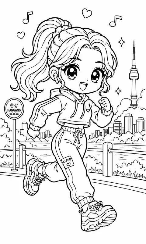 Kpop Idol Chibi Coloring Page Prompts