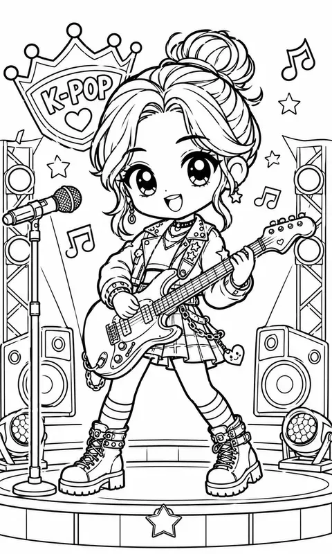 Kpop Idol Chibi Coloring Page Prompts