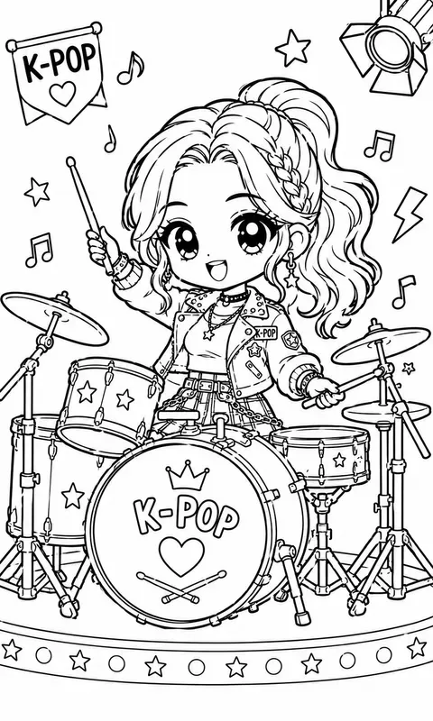 Kpop Idol Chibi Coloring Page Prompts