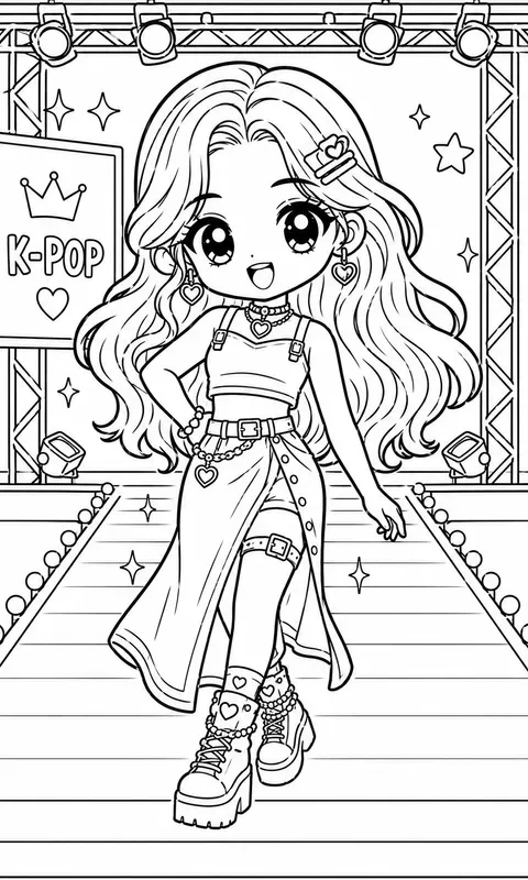 Kpop Idol Chibi Coloring Page Prompts