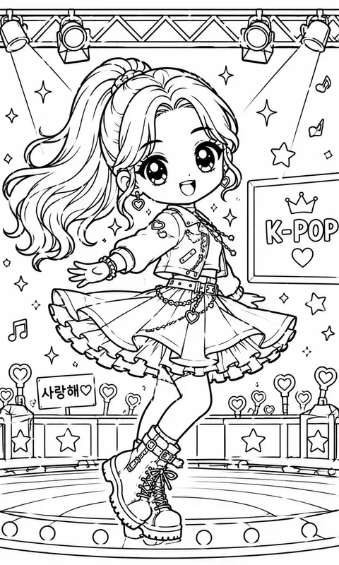 Kpop Idol Chibi Coloring Page Prompts
