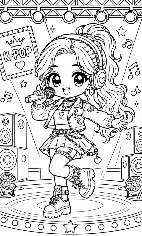 Kpop Idol Chibi Coloring Page Prompts