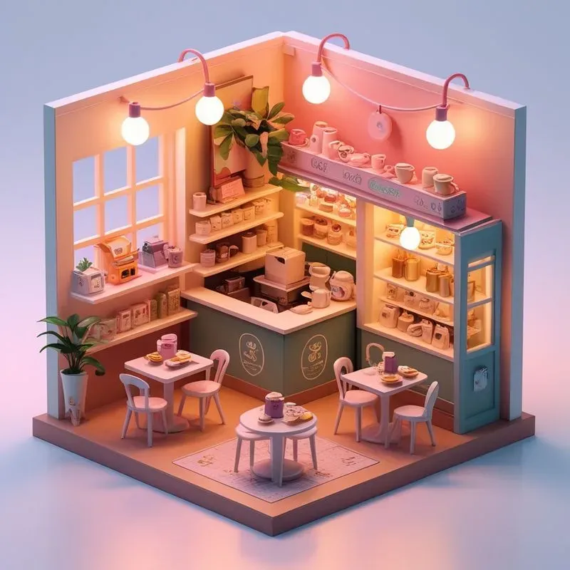 3D Cute Miniature Food Shop Dioramas