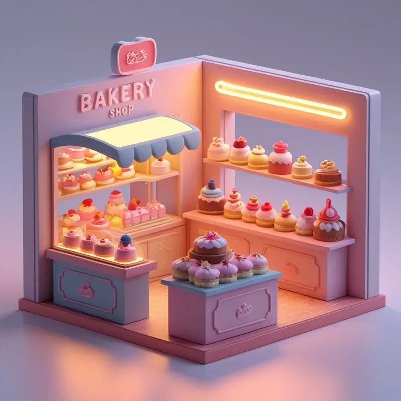 3D Cute Miniature Food Shop Dioramas