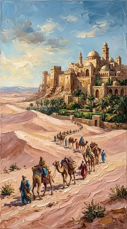 Impasto Ancient Desert Life Paintings