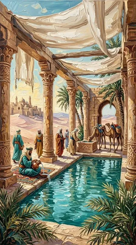 Impasto Ancient Desert Life Paintings