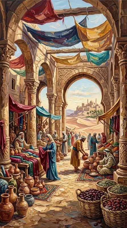 Impasto Ancient Desert Life Paintings