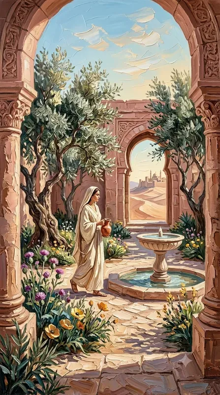 Impasto Ancient Desert Life Paintings