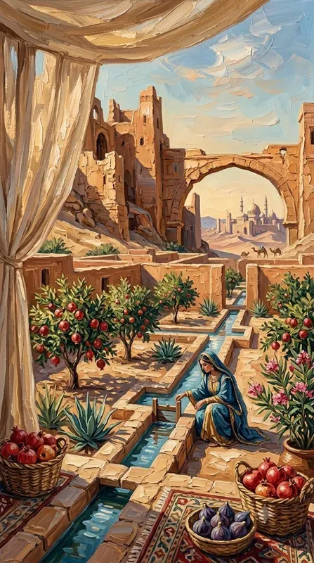 Impasto Ancient Desert Life Paintings