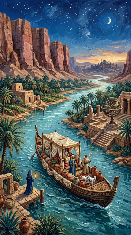 Impasto Ancient Desert Life Paintings