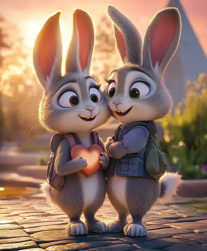 Pixarstyle Serene Sunset Animal Scenes