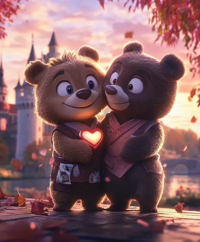 Pixarstyle Serene Sunset Animal Scenes