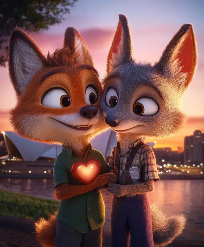 Pixarstyle Serene Sunset Animal Scenes