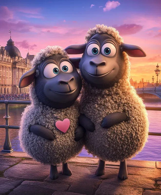 Pixarstyle Serene Sunset Animal Scenes