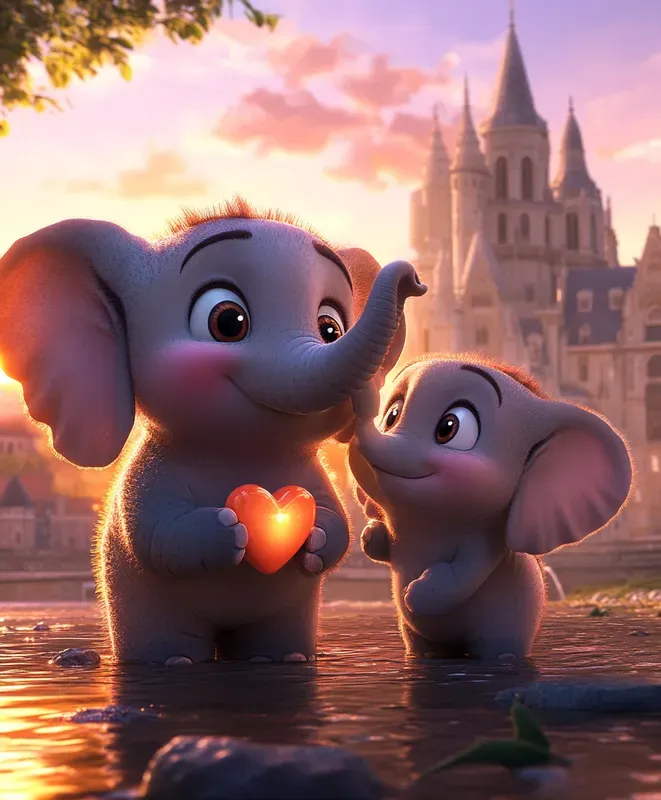Pixarstyle Serene Sunset Animal Scenes