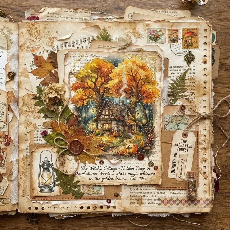 Fairy Tale Autumn Junk Journal Pages
