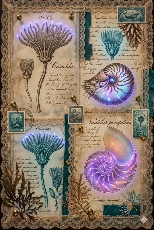 Glowing Sea Flora Junk Journal Pages