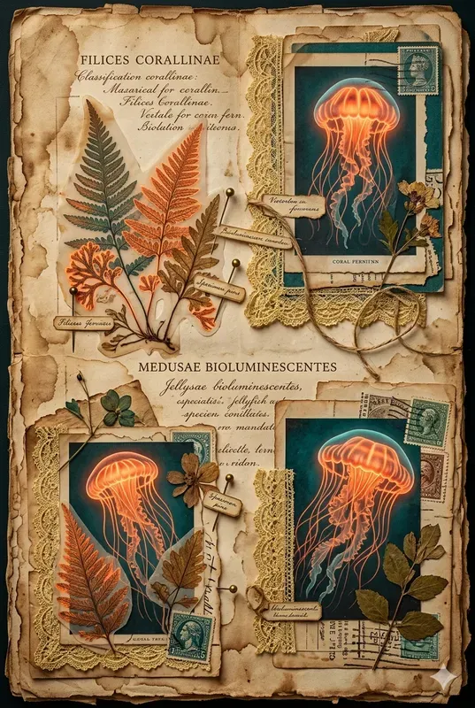 Glowing Sea Flora Junk Journal Pages