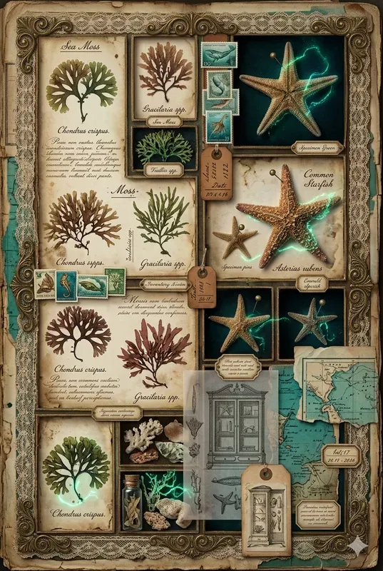 Glowing Sea Flora Junk Journal Pages