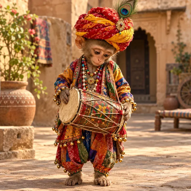 Colorful Folk Monkey Characters