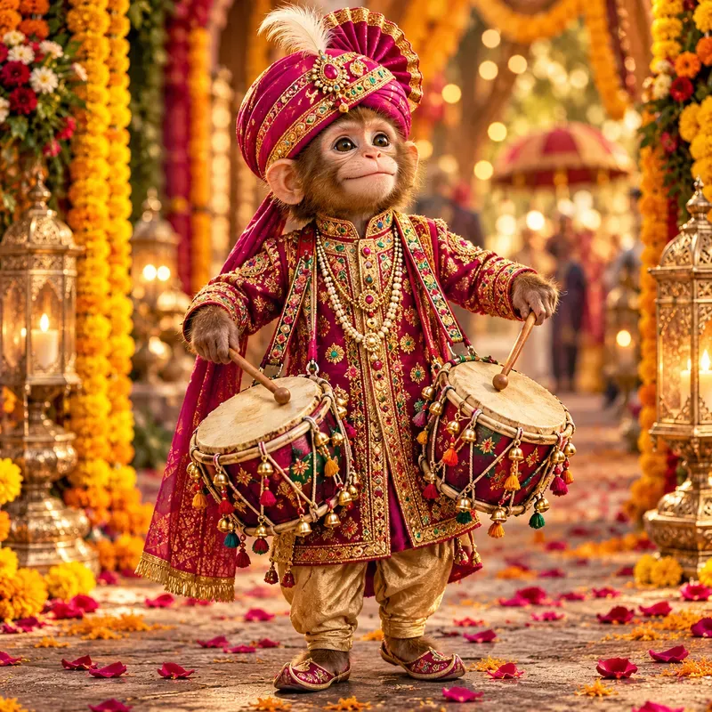 Colorful Folk Monkey Characters