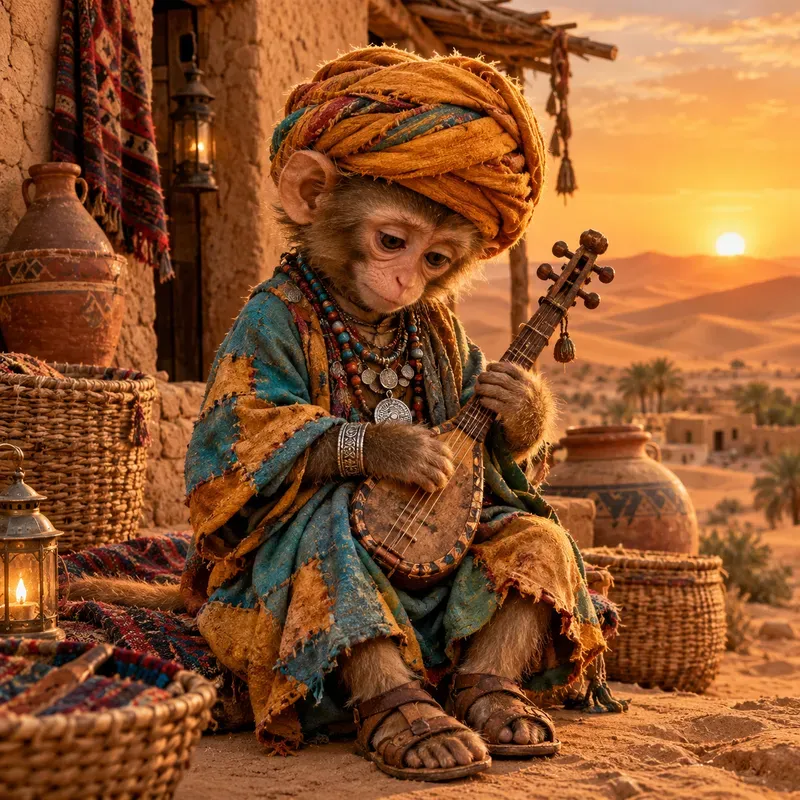 Colorful Folk Monkey Characters
