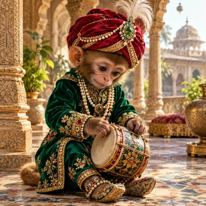 Colorful Folk Monkey Characters
