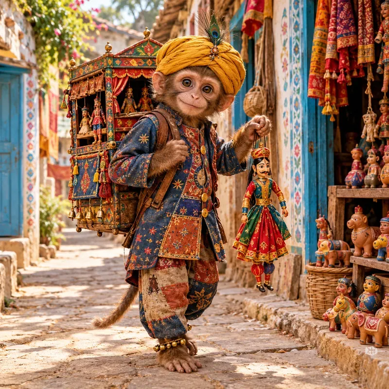 Colorful Folk Monkey Characters