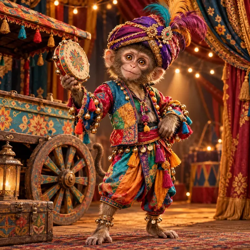 Colorful Folk Monkey Characters