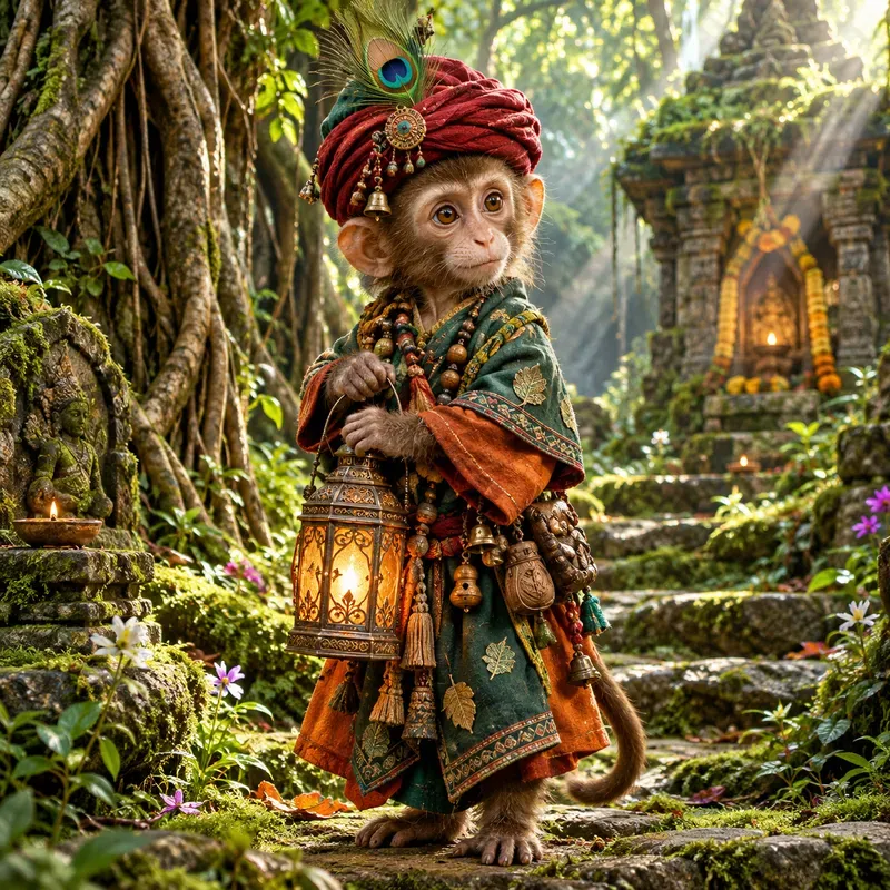 Colorful Folk Monkey Characters