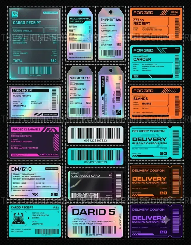 Cyberpunk Ephemera Scrap Sheets