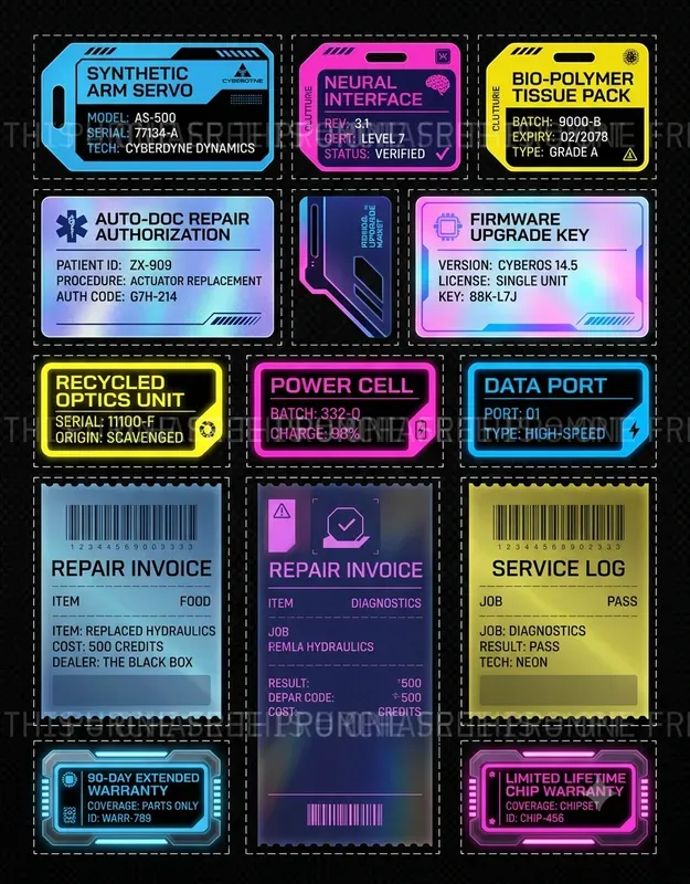 Cyberpunk Ephemera Scrap Sheets
